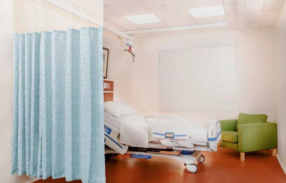 Curtains separating a healthcare treatment area